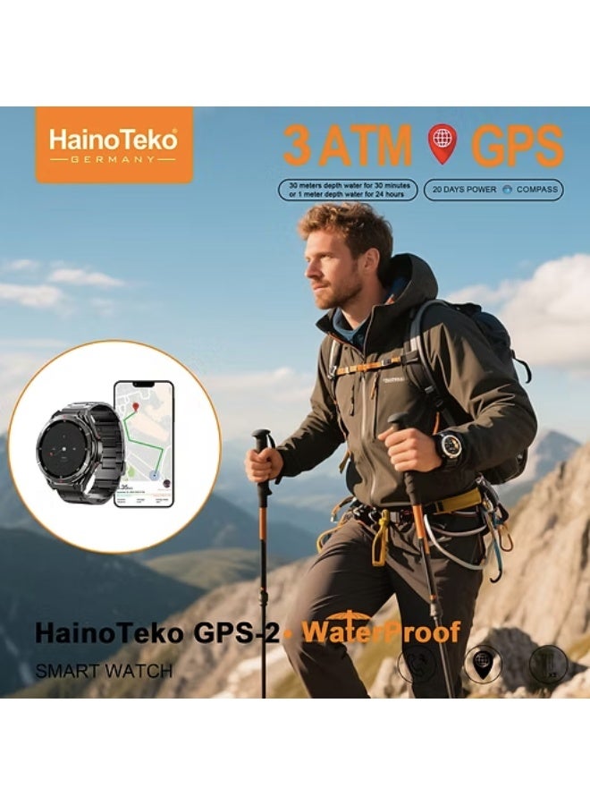 HainoTeko Germany HainoTeko GPS 2 Waterproof Best Smartwatch with AMOLED Display 3 ATM 3 Pair Straps - Image 4